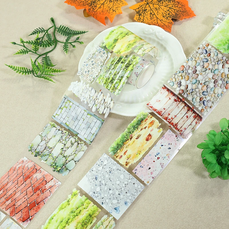 70mm*200cm 빈티지 돌길 풍경 PET 테이프 크리에이티브 DIY 저널 재료 콜라주 스크랩북킹 문구류