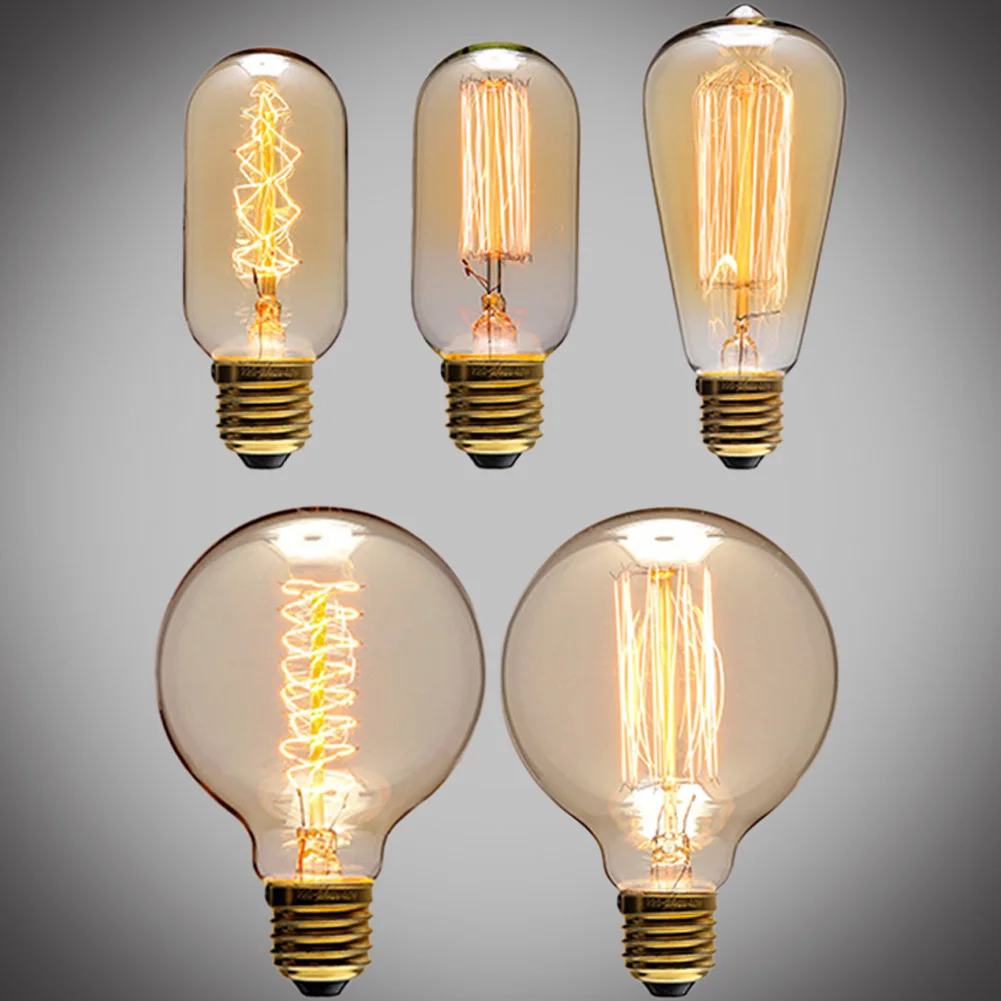 40W Light Bulb Vintage Filament 2700K Warm White Lighting Amber Glass Cover Wedding Bar Restaurant Decoration