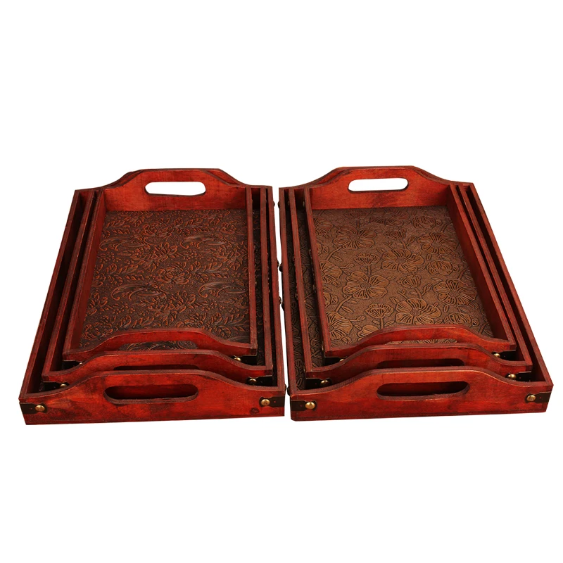 

Ancient Chinese Style Wooden Tray Retro Rectangular Ancient Pastry Plate Tea House Living Room Fruit Plate