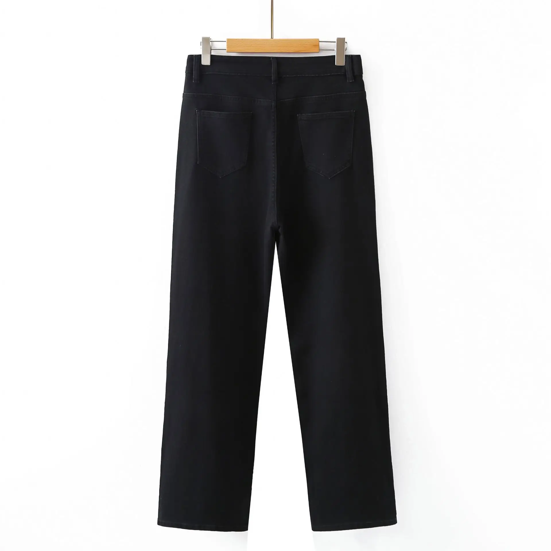 Fashion Plus Size Women's Jeans 2025 Autumn New Simple Denim Straight Leg Pants Black Ankle Length Bottoms 1027