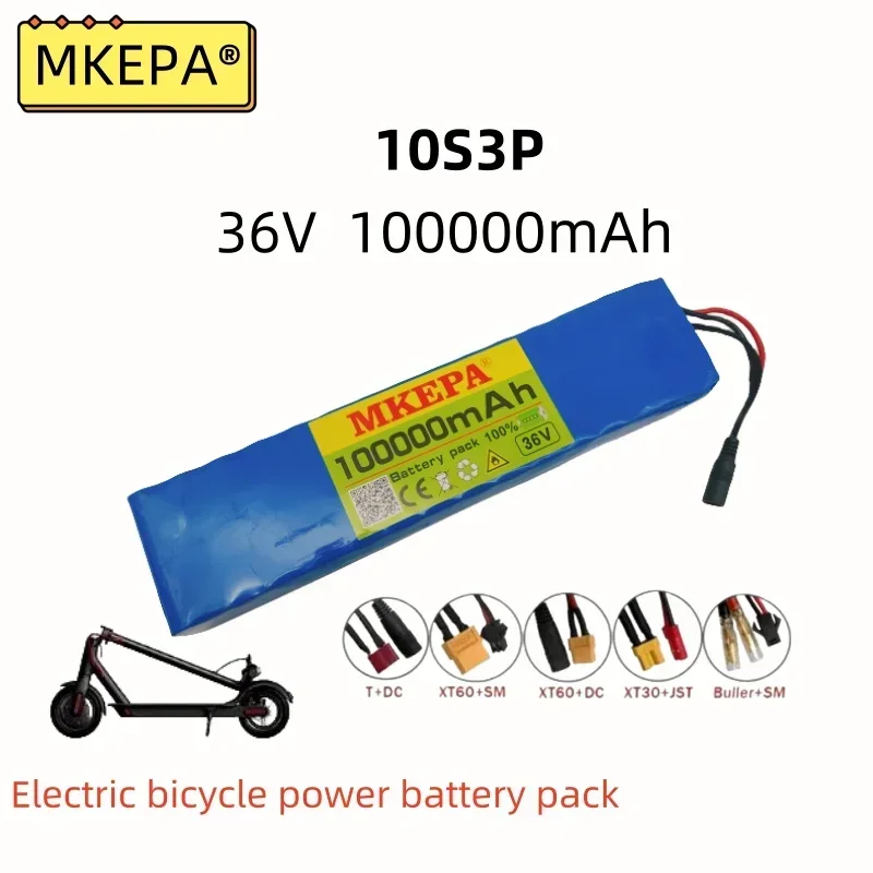 

36V 10S3P rechargeable lithium-ion battery pack, 100000mAh, suitable for M365 electric scooter battery pack, BMS protection