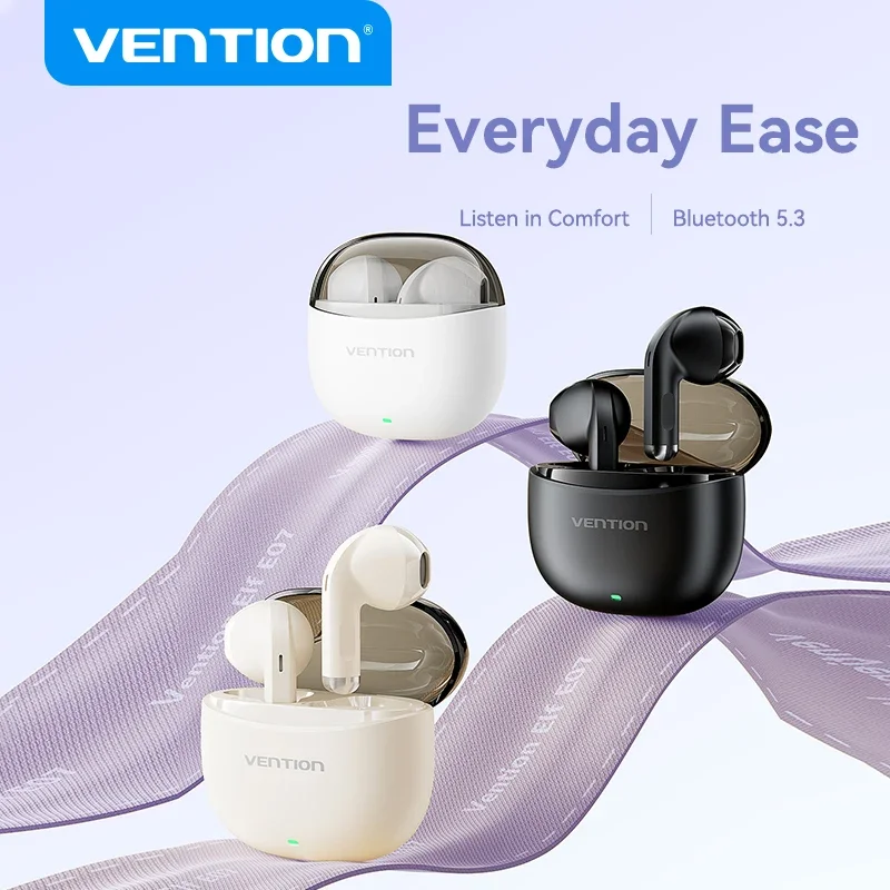 Vention Wireless Earphones Bluetooth 5.3 Al-based ENC Small & Light Smart Touch Controls TWS Wireless Bluetooth Earbuds Elf E07