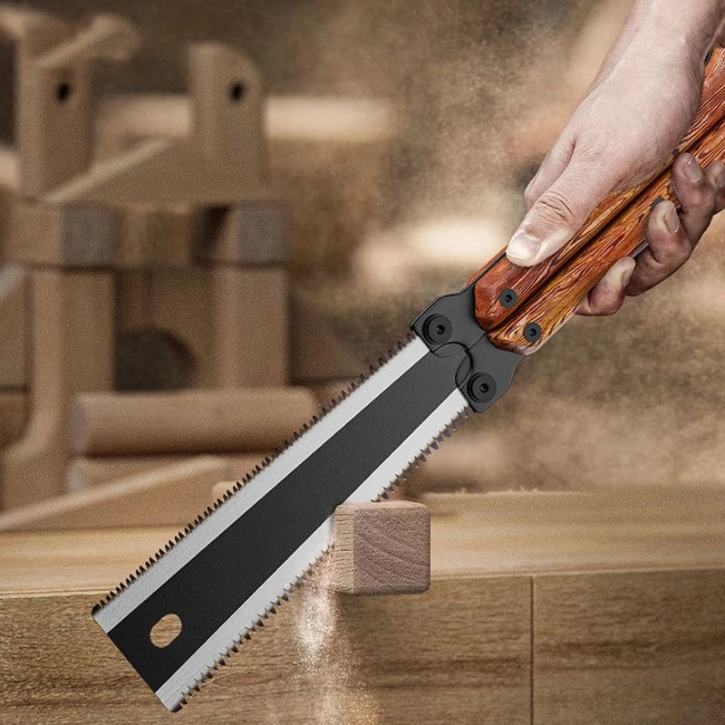Folding Saw Multifunctional Folding Butterfly Saw Household Small Hand-held Logging Saw Woodworking Tool Double-sided Grinding Hand folding saw