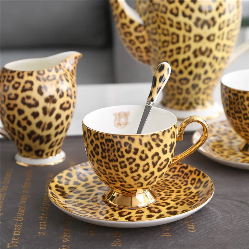 Bone China British Mug Tea Cup Leopard Print Porcelain Coffee
