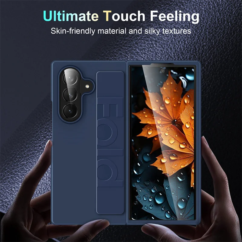 Luxury Ultra-Thin Matte Silicone Wrist Strap Case - Transparent Folding Shockproof Hard Cover