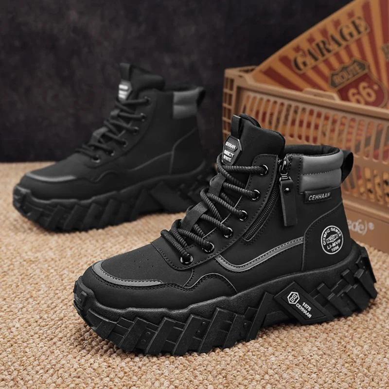 Botines altos de hombre para invierno con forro casuales_voghion.com