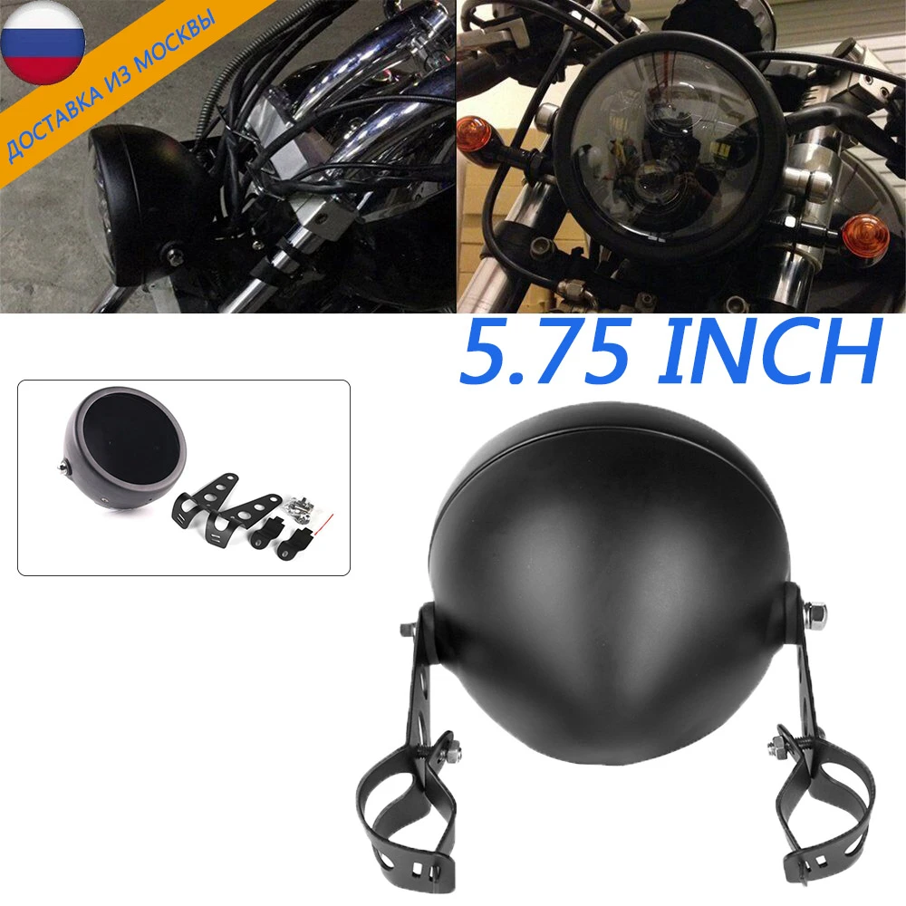 1x Black 5.75" Motorcycle LED Headlight Housing Bucket For Honda Shadow