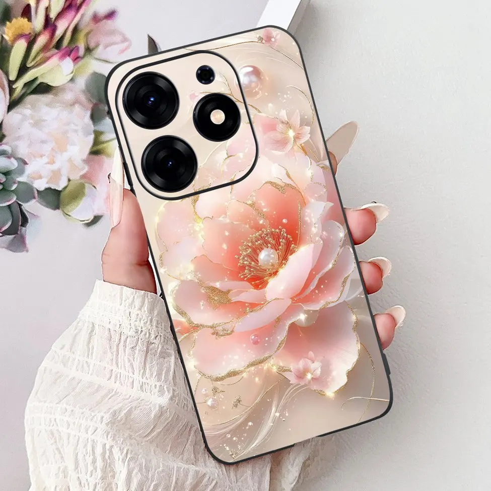 Silicone Cute Fashion Flower Painted Soft Back Cover