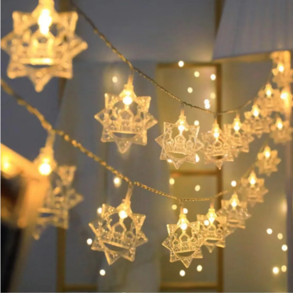 

1,5/3m Eid Mubarak светодиодный String Lights Warm светильник замок, светящаяся лента, украшение, луна, звезда, мусульманская лампа