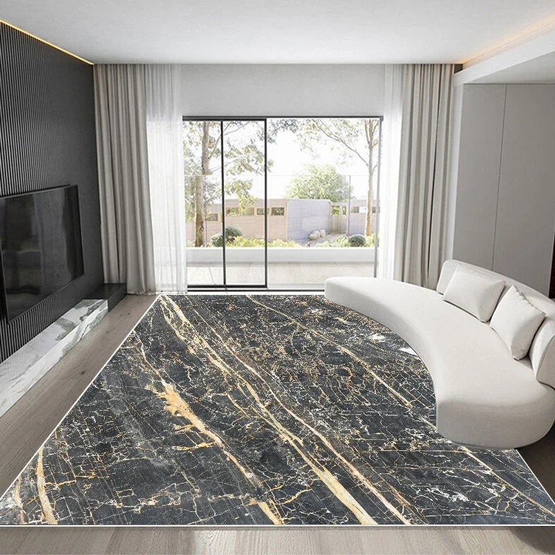 Luxury Black Marble Carpets for Living Room Sofa Side Gold Home Decoration Rug Non-slip Soft Bedroom Carpet Lounge Big Floor Mat 3