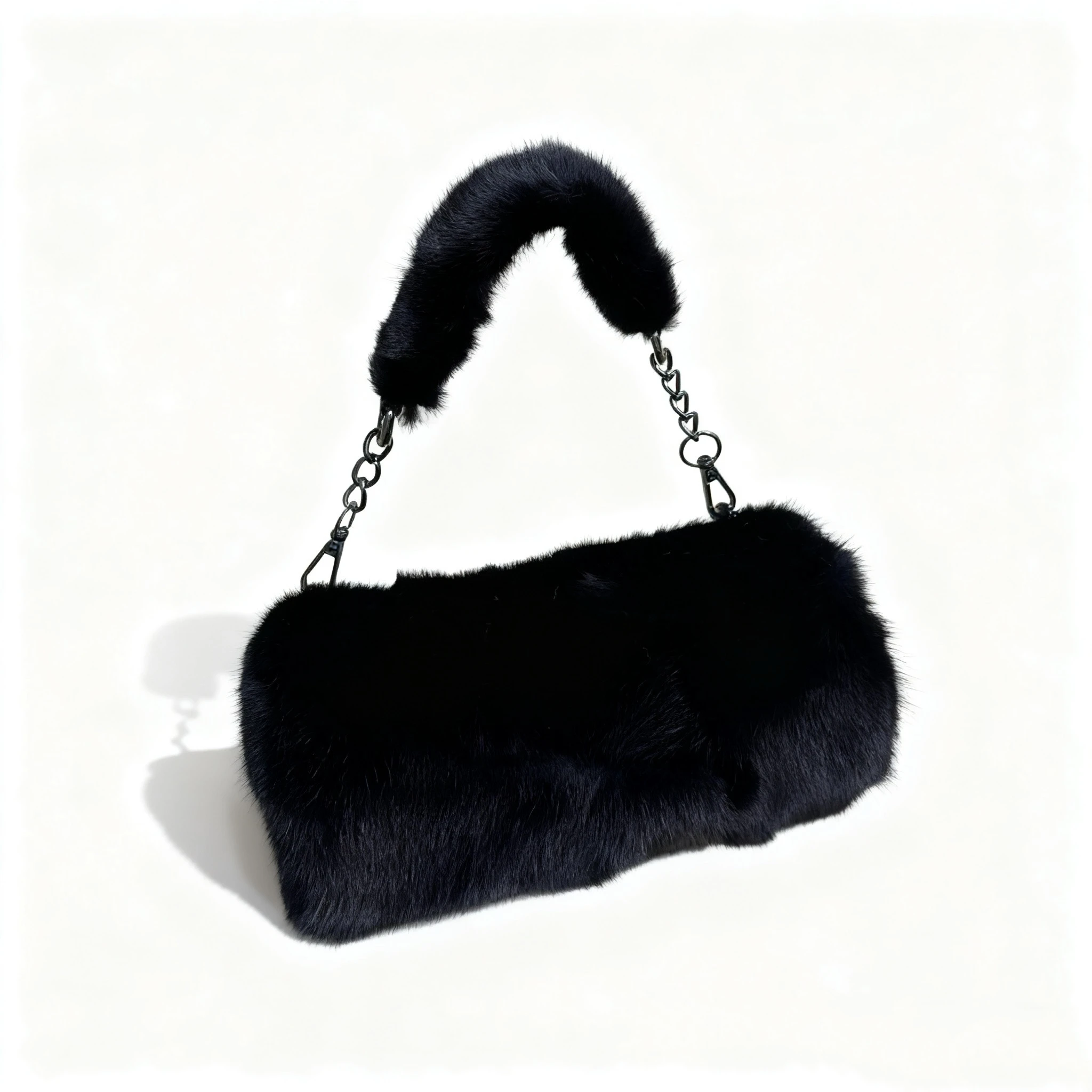 Natural Mink Fur Bag for Women Leather Handbag Plush Casual Lady Handbag Winter Shoulder Bag Fashion Exquisite Shopping Bag
