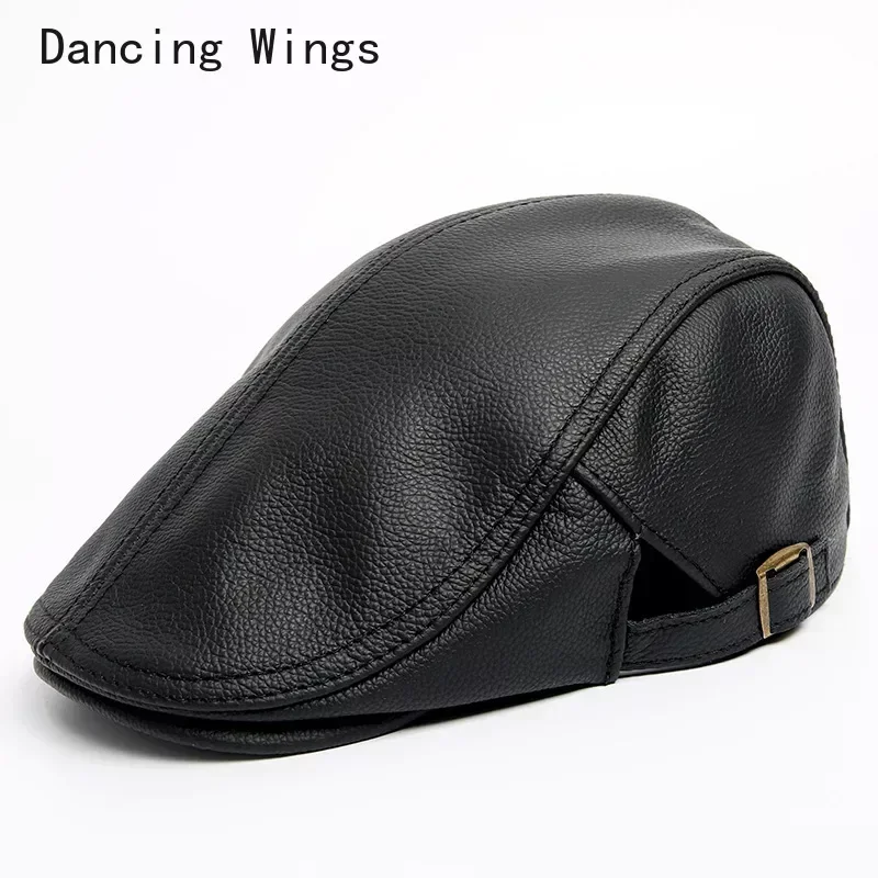 

Genuine Leather Hat Men's Warm Berets First Layer Cowhide Leather Tongue Cap Autumn Winter Casual Fashion Single Hats