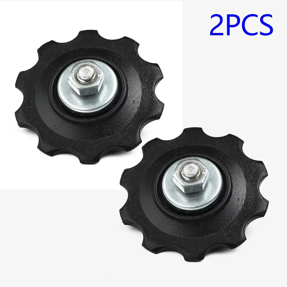 2 Stück Fahrrad Schaltwerk Riemens cheibe Set Fahrrad breite schmale Zahn führungs räder unterstützen 6-7 Geschwindigkeit Kunststoff Rennrad Führungs rolle – Detail 3