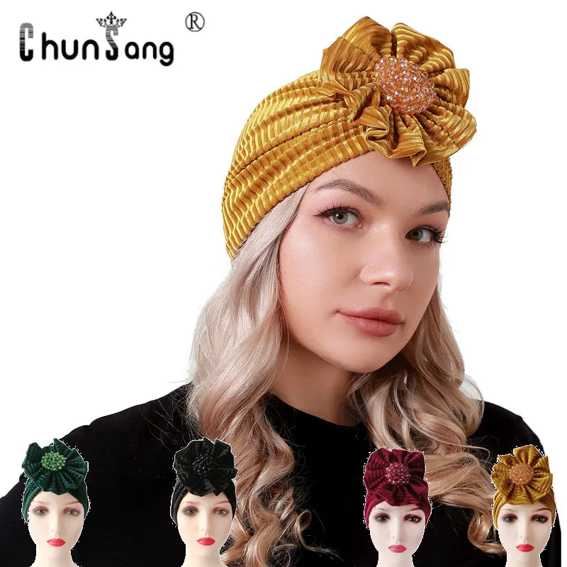 New Velvet Bonnet Soft Headwrap Turban Headbands for Women Caps Hat Beanie Scarf Turban Head Wrap Knitted Cap Hair Accessories newborn beanie cap princess kids court hat soft infant baby bonnet cap for girls boy hats newborn photography props accessories