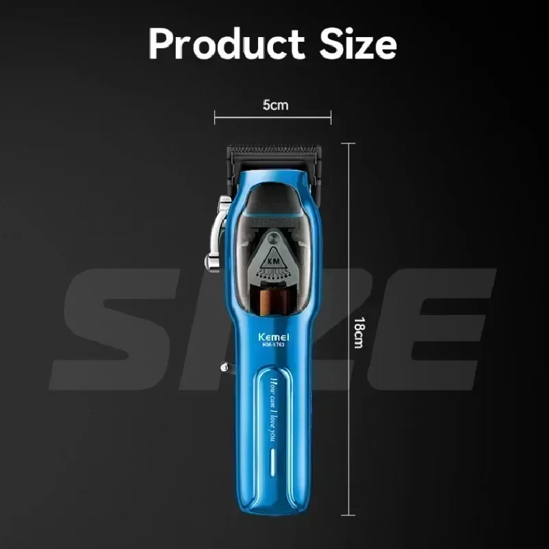 Kemei KM-1763 Professional Hair Clipper Adjustable Hair Trimmer For Men Barber Shop Electric Beard Haircut Machine Rechargeable 6