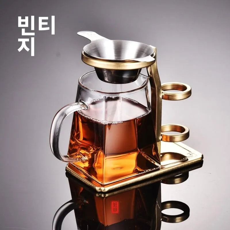 차 도구 세트 공용 컵 간편 거품 필터 스테인리스 스틸 차 홀더 차망 끓이기 펜 스탠드 차 주전자 워머
