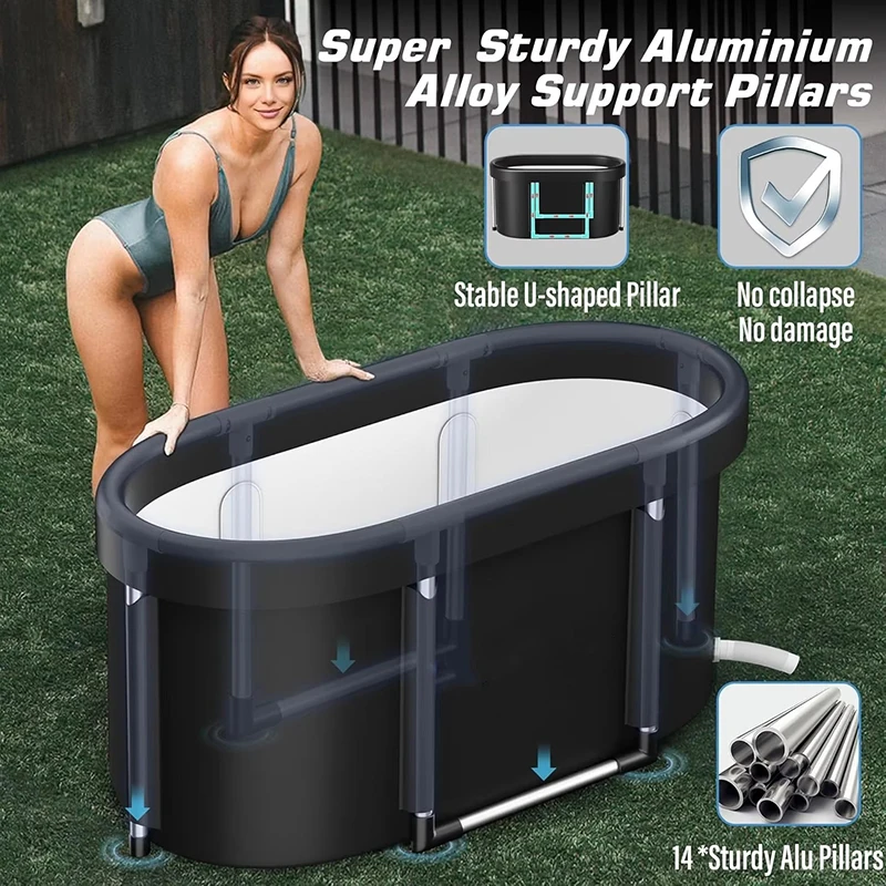 Price Black Oval Folding Portable Plastic Cold Ice Bath Tub For Adults Soaking Therapy Ice Pod