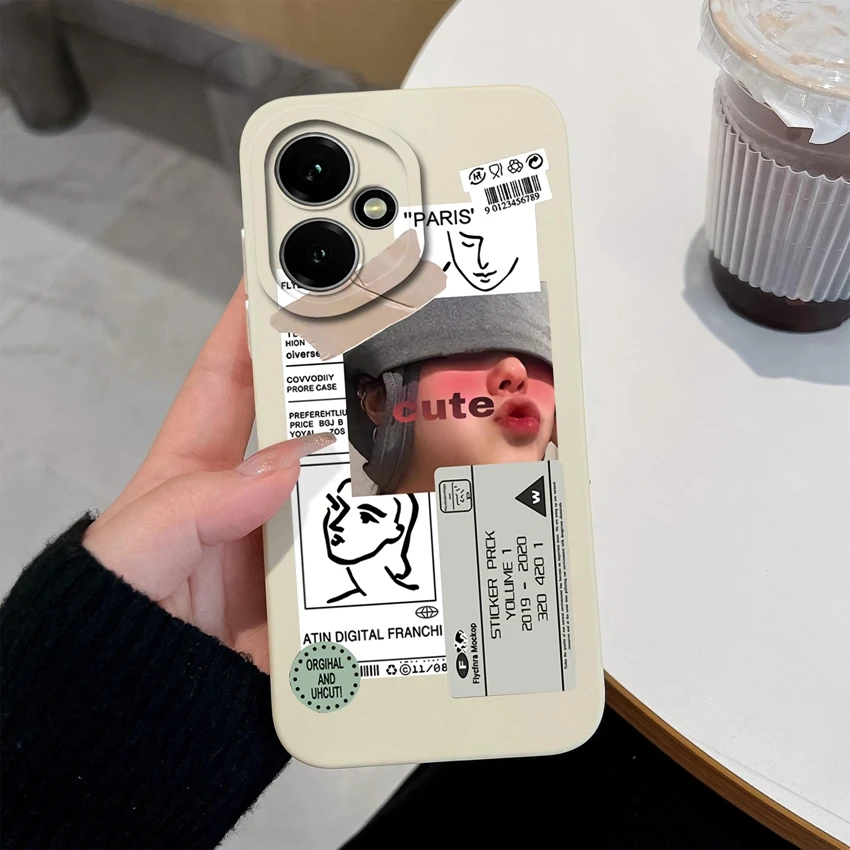 Fashionable Cool Girl Pattern Shockproof Phone Case with Smooth Liquid Silicone and Screen Protector