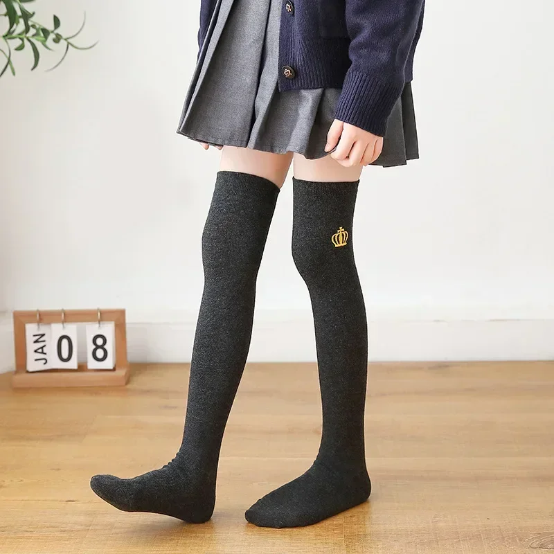 

Весенне-осенние гольфы для девочек, японские хлопковые чулки с вышивкой, детские носки, чулки для маленьких девочек