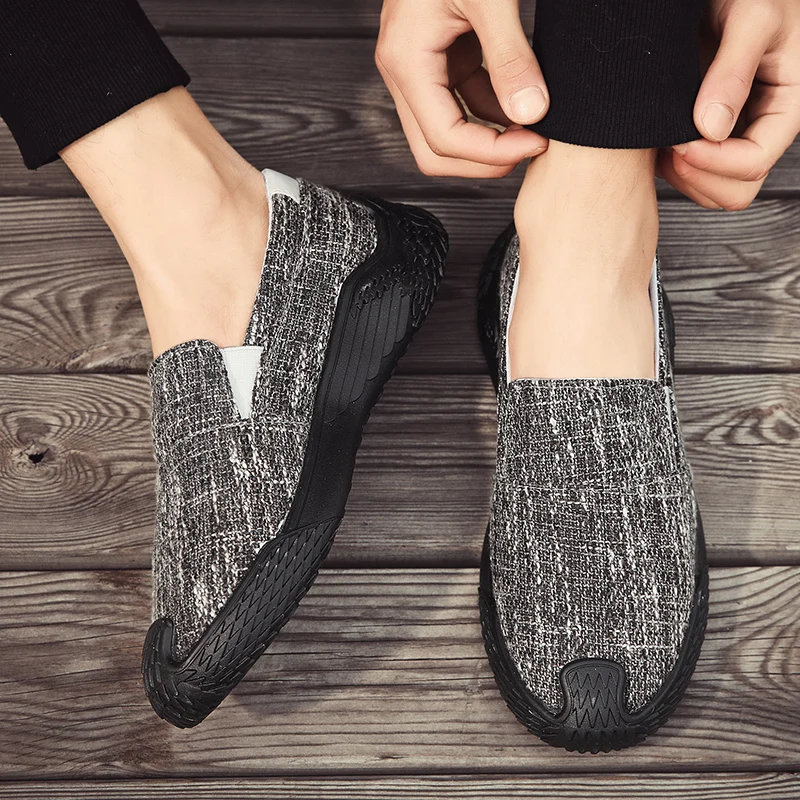 

Мужские кроссовки, льняная обувь на платформе, повседневные лоферы, прогулочная обувь, лето 2024