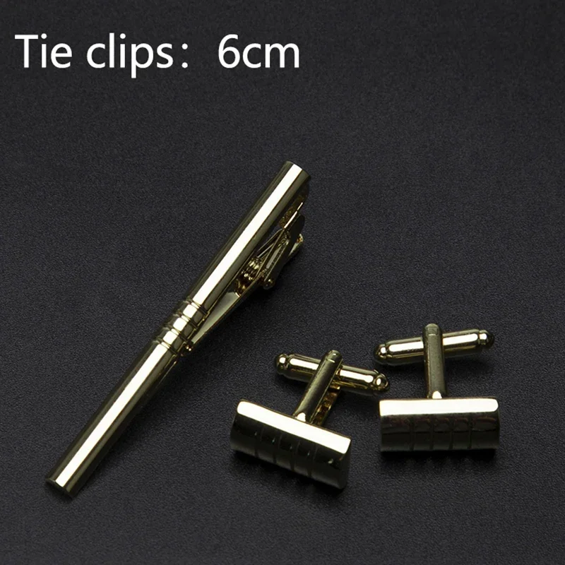 Men's Classic Tie Clips Cufflinks Set Luxury Tie Pin Accessories Shirts Cuff Tie Clips Fashion Cufflink for Men Gifts Jewelry