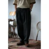 Second Order Pleated Jeans Black 14oz Selvage Denim High Rise British Army Pants 1