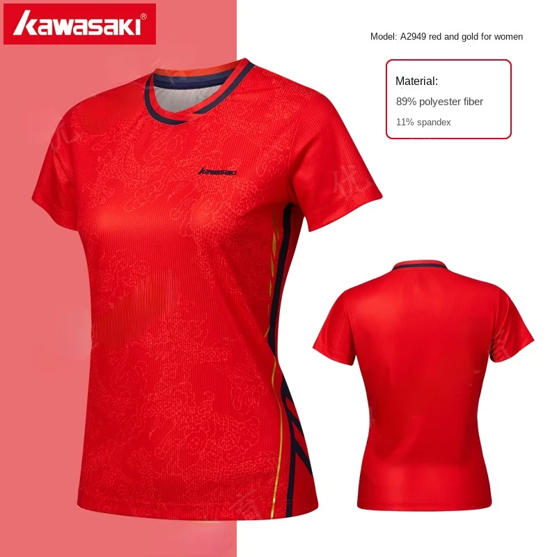 Summer Kawasaki Tennis t-shirt match badminton short sleeve t shirt clothing quick dry sport Jersey top TG men women polo