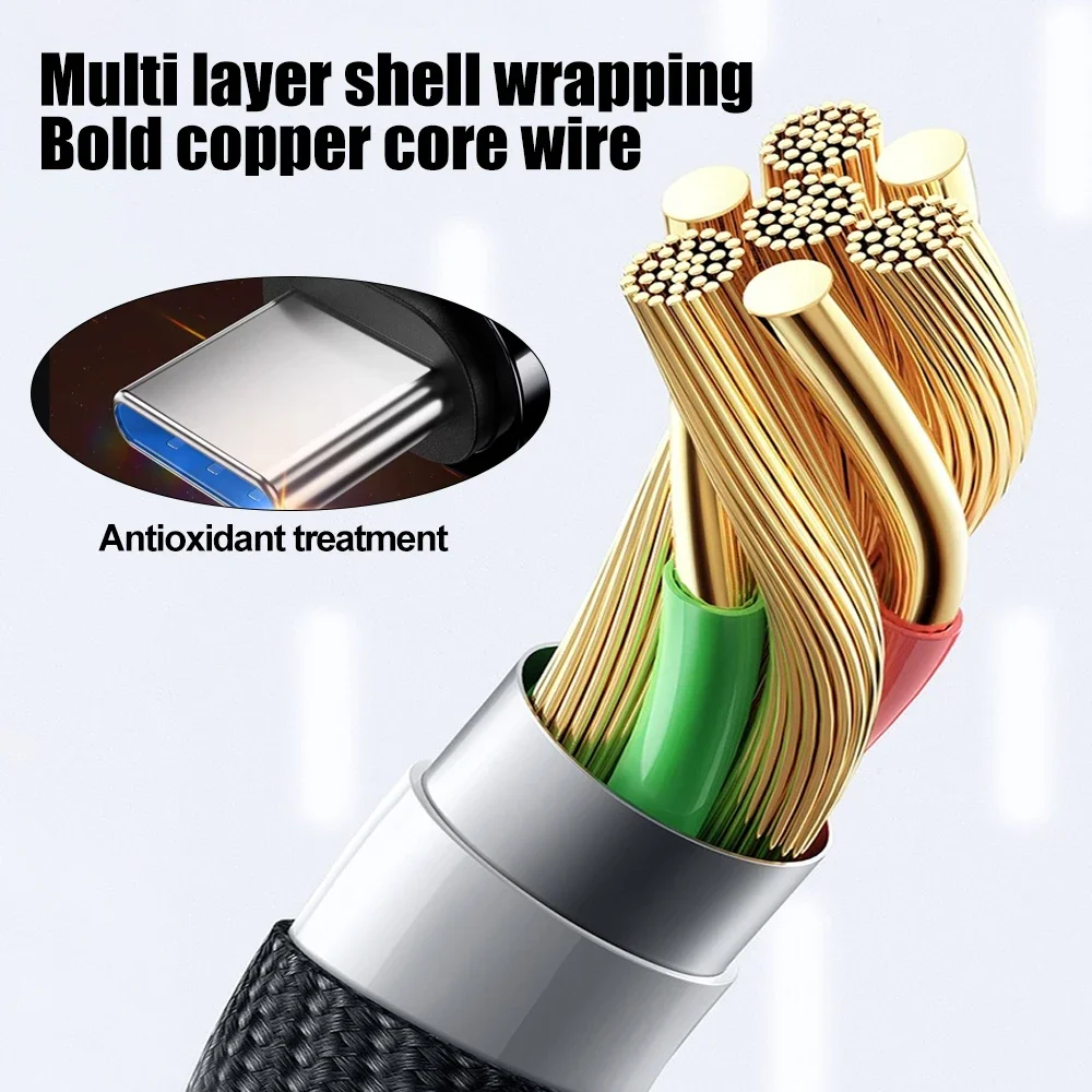 120W USB C to Type C Fast Charging Cable Braided Type C Charger Data Transfer Cables Cord For iPhone 16 15 Samsung Xiaomi Huawei