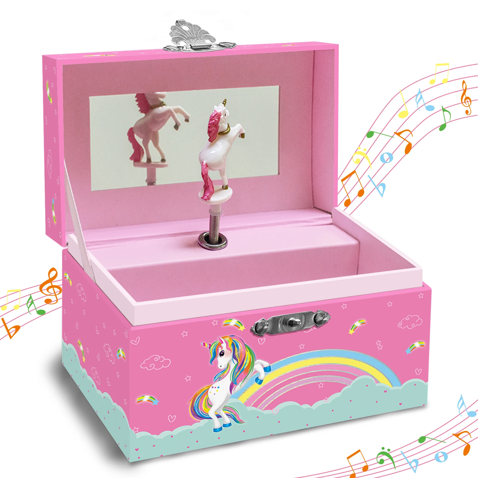 Magical Unicorn Jewelry Box, Spinning Unicorn with Jewelry Drawer, Small Rectangular, Square Jewelry Box 5