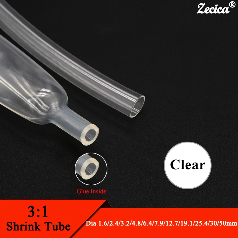 Clear Shrink Tube Double Wall Transparent Heat Shrink Glue 1m Clear