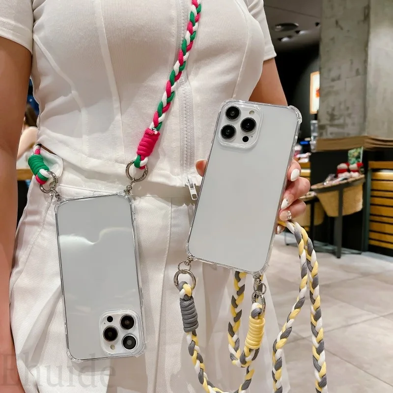 Braid Strap Crossbody Lanyard Transparent Soft Case Cover