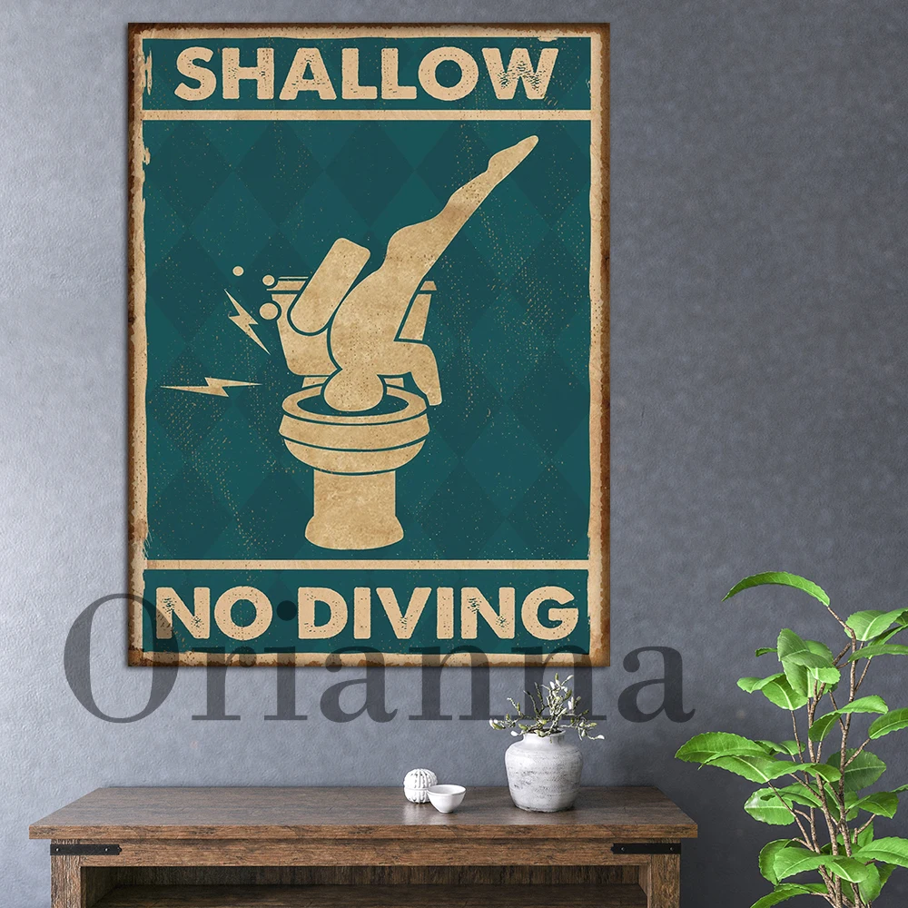 Home Decor Shallow No Diving Funny Toilet Poster Hd Stampato Wall Art Vintage Canvas Painting Scuba Diving Lovers Diver