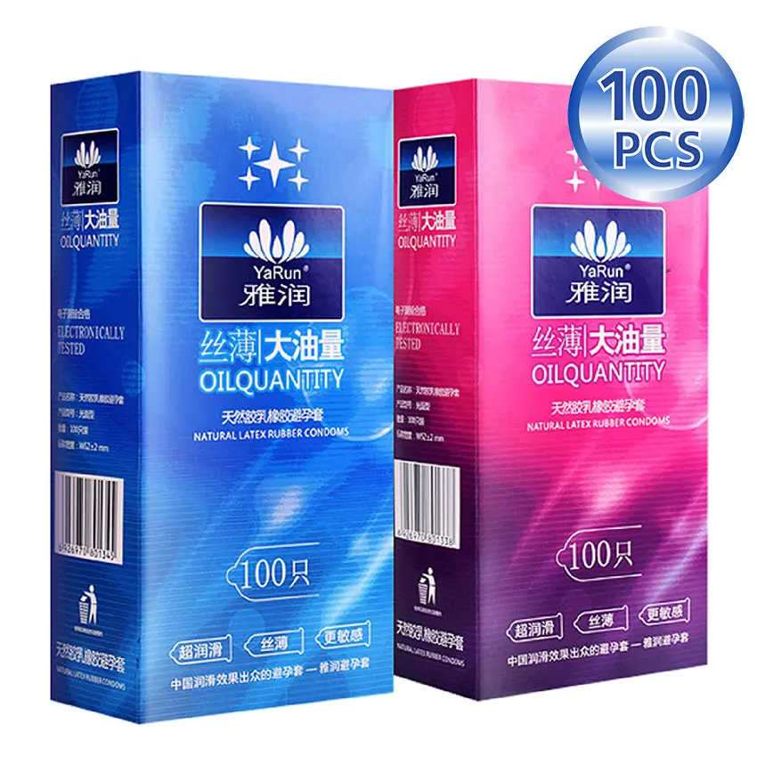 Quality Condoms 100Pcs/Lot Natural Latex Smooth Lubricated Oil Penis Sleeve Contraception Condones for Men Sex Toys Sex Products