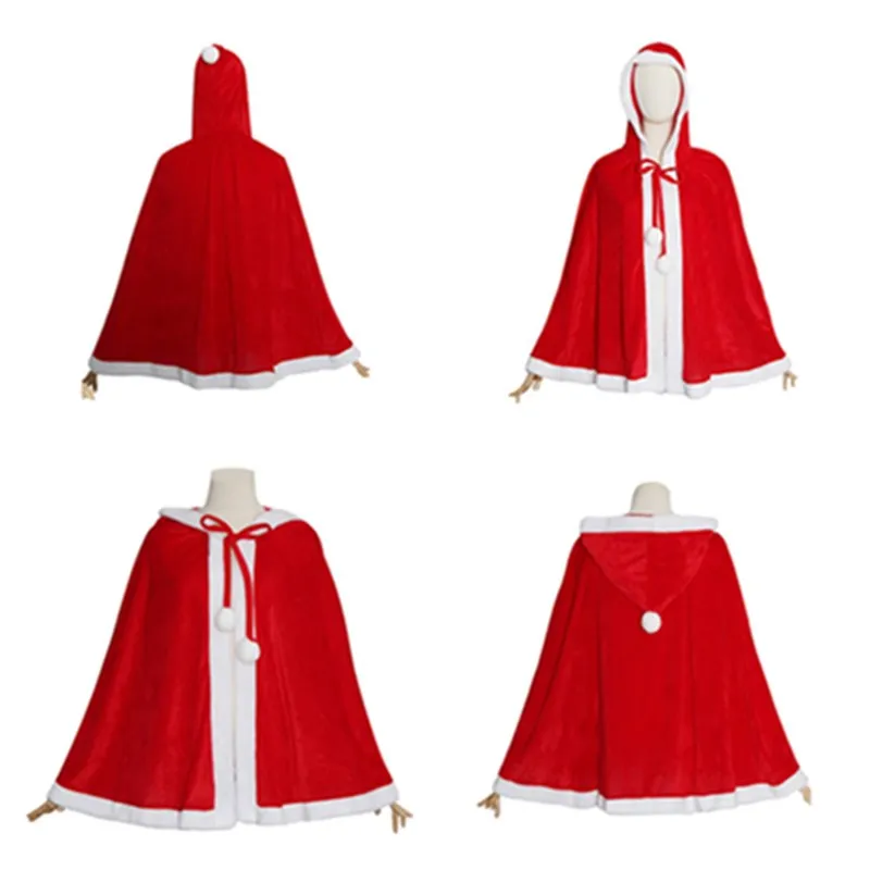 

Christmas Santa Cosplay Kids Children Girls Red Hooded Cloak Robe Costume Outfits Halloween Carnival Party Suit