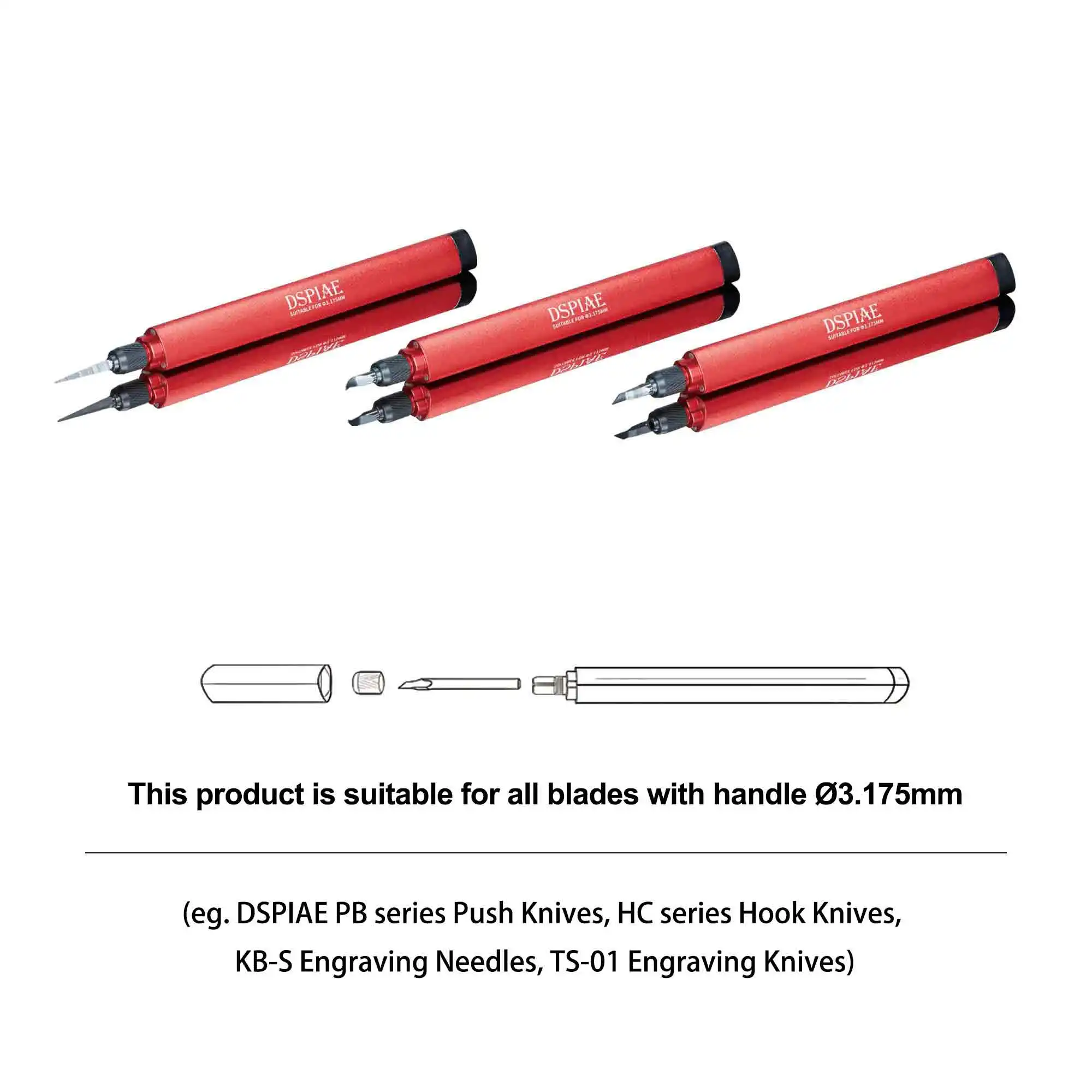 DSPIAE AT-TH 3.175mm Universal Clamp Handle Hook Knife Push Knife Scribing Carving Model Building Tools Model Tools