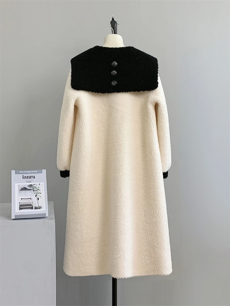 

Naibei Yafei Velvet 100 Lamb Fleece Cut Fleece Fur Women's New Coat Women's Coat Young Navy Collar Middle Length