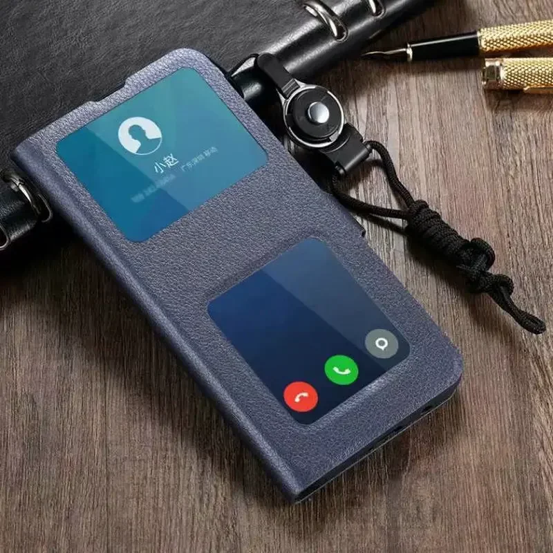 Luxury Window Leather Flip Cover Case - Shockproof Book-Style Design
