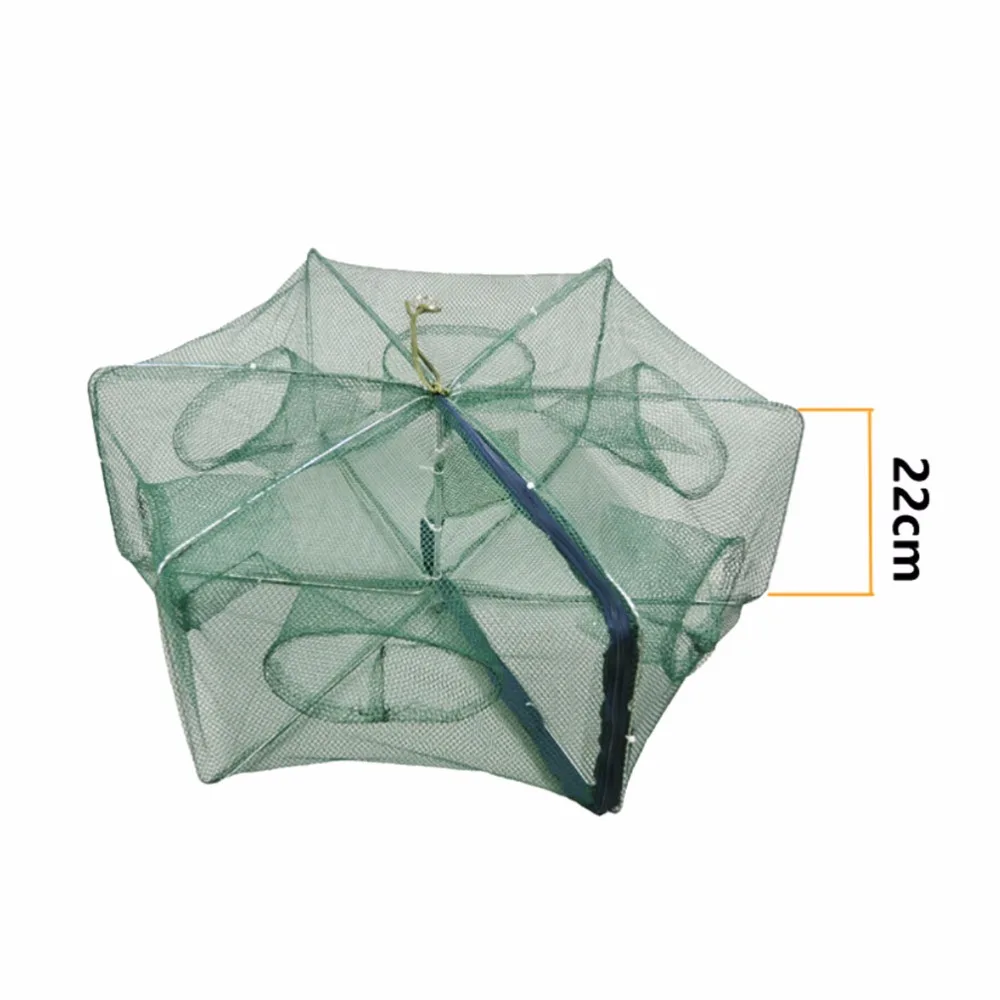 6 Hole Folded Fishing Net Fish Network Casting Nets Crayfish Catcher