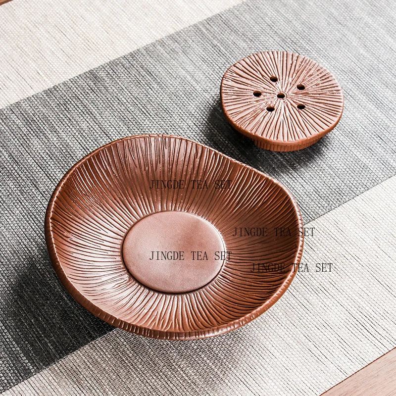 Washable purple clay teapot mat original mineral vermilion clay tea tray base Kung Fu tea set accessories