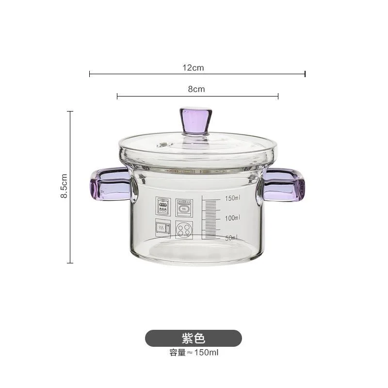 Pink Glass Pan Borosilicate Heat-resistant Binaural Soup Pot Transparent Household Stew Pot Cooking Cookware Kitchen Accessories