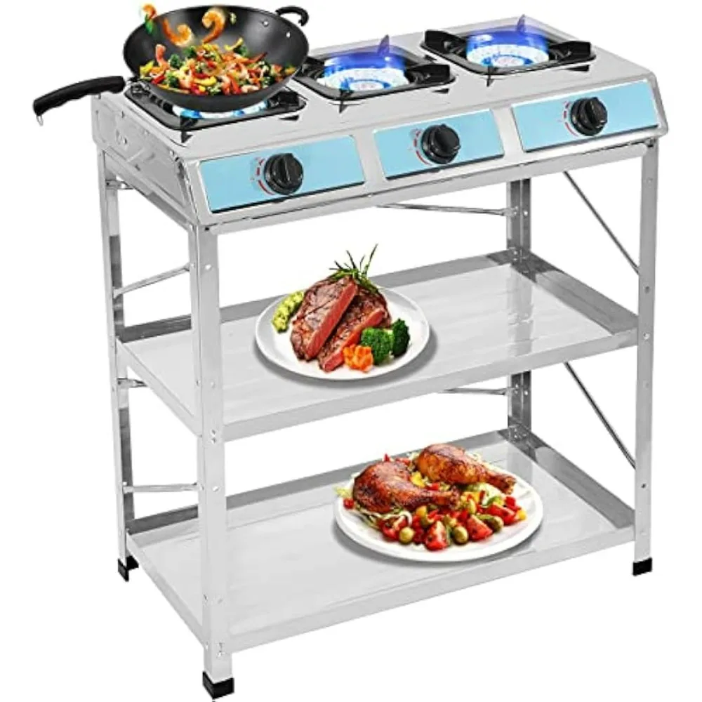 Propane Gas Stove 3 Burner Gas Stove with Removable Leg Stand Portable Auto Ignition Camping three Burner LPG