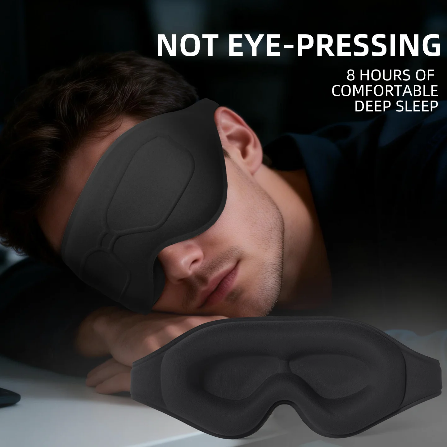 Premium 3D Contoured Sleep Mask - Ultimate Light Blocking, Soft Padded Comfort, and Enhanced Rest Aid