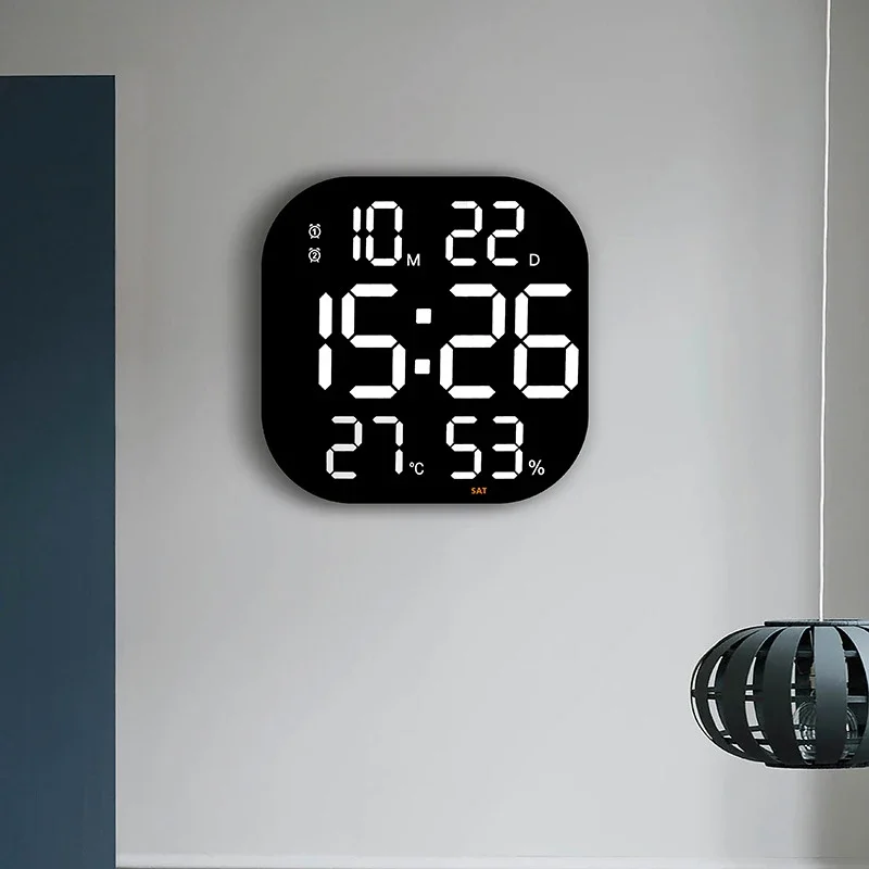 13inch LED Large Digital Wall Clock Remote Control TEMP Humidity Week Auto Dimmer 12/24H Alarm Clock For Home Office Decor wall clock digital wall clock