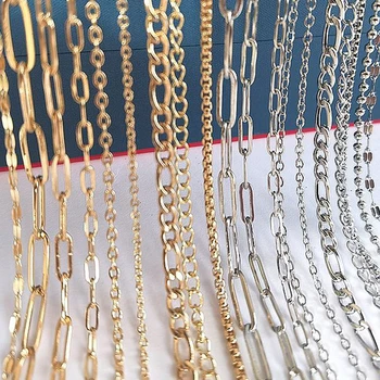 No Fade 2Meters Stainless Steel Chains for Jewelry Making DIY Necklace Bracelet Accessories Gold Chain Lips Beads Beaded Chain 1
