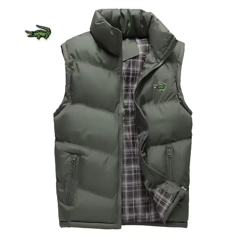 

2023 New Embroidery Men's and Women's Autumn Winter Warm and Windproof Vest Jacket Fashion Trend Thickened Cotton Padded Warm