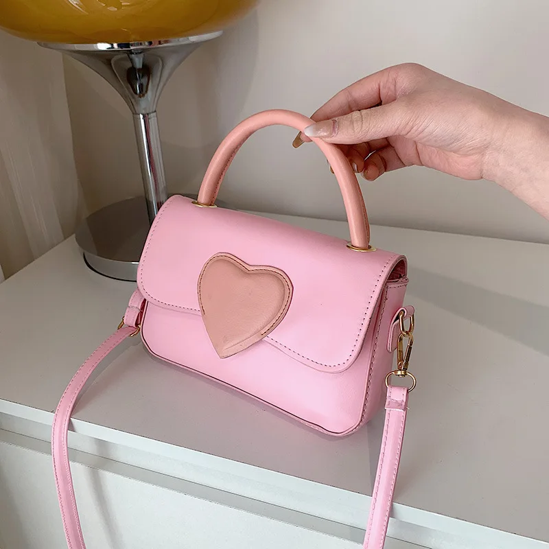 Heart Small Square Girl Shoulder Bag Fashion Love Women Tote Purse Handbags Female Chain Top Handle Messenger Bags Gift