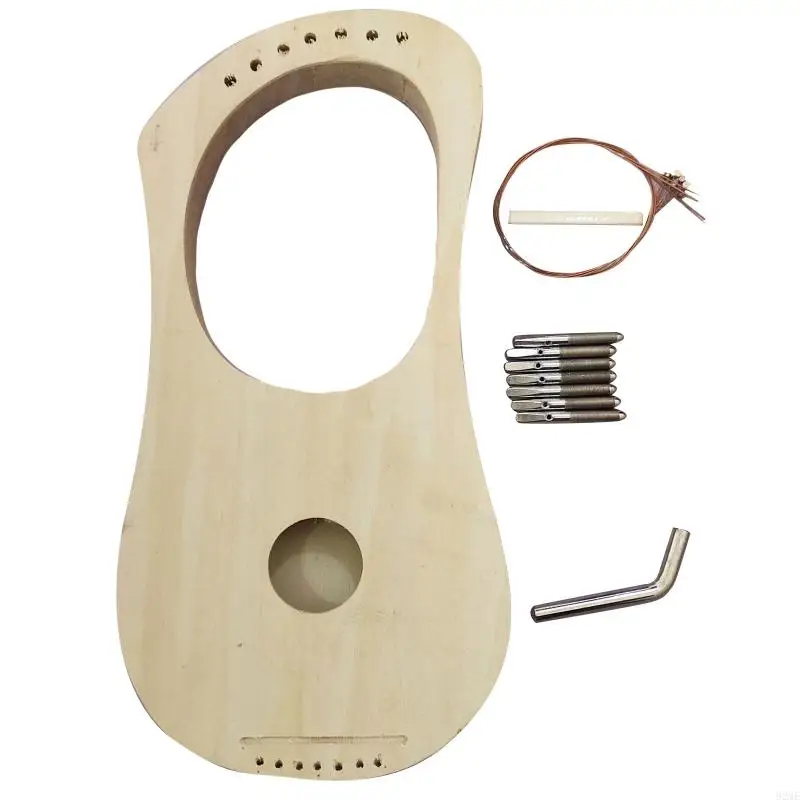 7-String Lyre Harp Ancient Lyres Terminalia String Instrument with Carry Bag for Extra String Set and Accessory