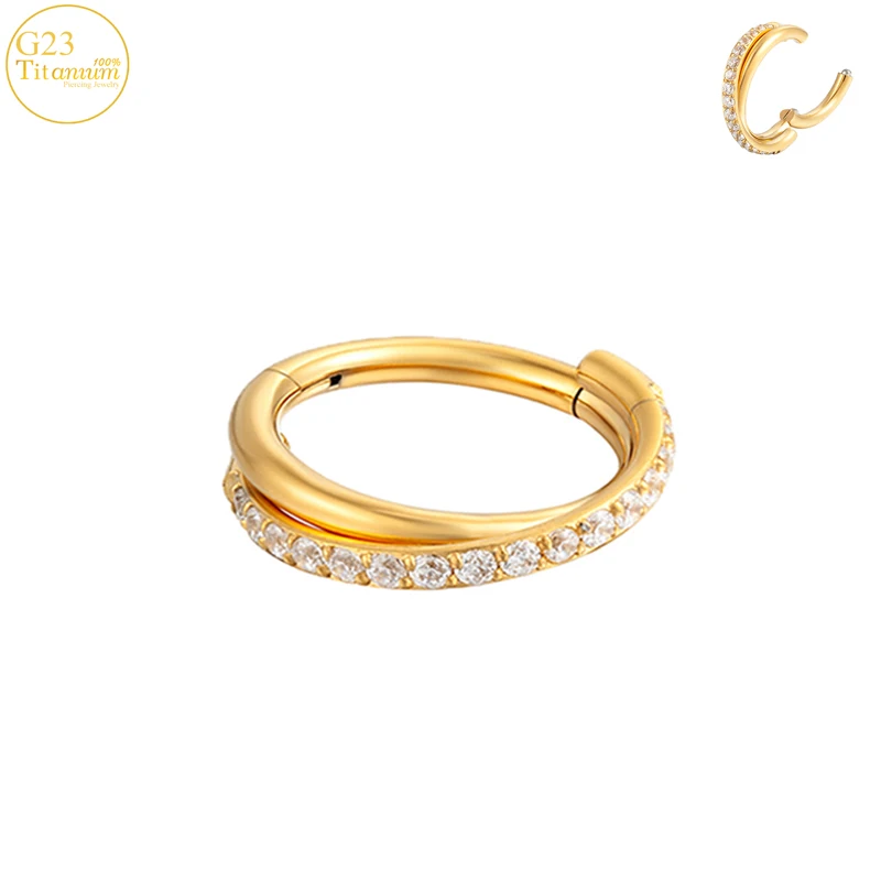 F136 Titanium Nose Piercing Septum Nose Ring Zircon High Segment Clicker Hoop Cartilage Tragus Earrings Helix Piercing Jewelry