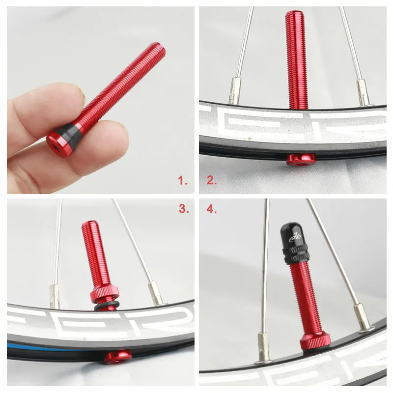 Bicycle Tubeless Valve 2PCS Schrader Nipple A/V Valves Brass Core CNC Machined Anodized for MTB Road Bike Tubeless Rims