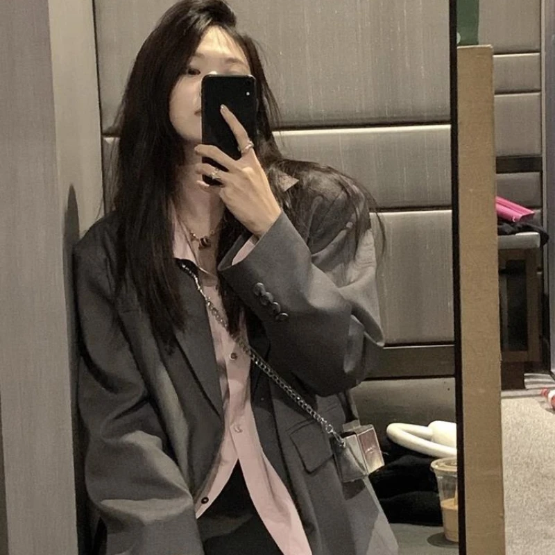 

Women's Autumn European and American Style Short Suit Jacket Retro Casual Solid Color Loose Fitting Single Breasted Suit Jacket